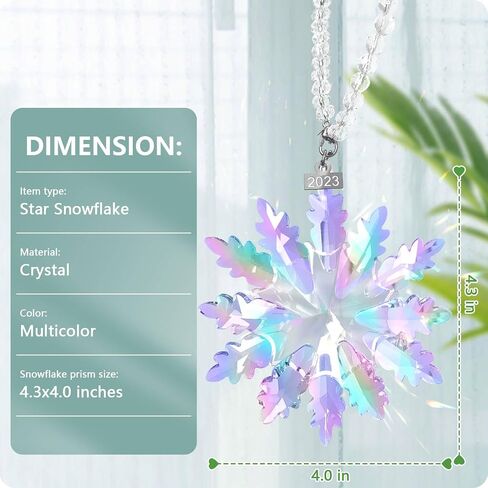 𝟐𝟎𝟐𝟑 𝐀𝐧𝐧𝐮𝐚𝐥 𝐄𝐝𝐢𝐭𝐢𝐨𝐧 Snowflake Colorful Crystal Christmas Ornament, Fancyoung Large Snowflake Ornaments 2023 Christmas Ornaments Decorative Hanging Pendant in Saudi Arabia