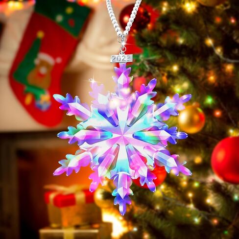 𝟐𝟎𝟐𝟑 𝐀𝐧𝐧𝐮𝐚𝐥 𝐄𝐝𝐢𝐭𝐢𝐨𝐧 Snowflake Colorful Crystal Christmas Ornament, Fancyoung Large Snowflake Ornaments 2023 Christmas Ornaments Decorative Hanging Pendant in Saudi Arabia