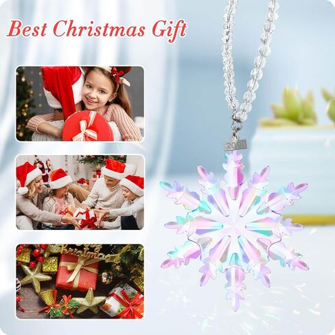 𝟐𝟎𝟐𝟑 𝐀𝐧𝐧𝐮𝐚𝐥 𝐄𝐝𝐢𝐭𝐢𝐨𝐧 Snowflake Colorful Crystal Christmas Ornament, Fancyoung Large Snowflake Ornaments 2023 Christmas Ornaments Decorative Hanging Pendant in Saudi Arabia