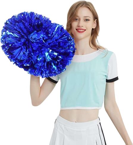Valcatch Pom Poms Cheerleading with Baton Handle Multicolor Cheerleader Pompoms for Kids Adult Team Spirit Cheer Cheering Squard Games Sport Accessories for Celebrations,Pack of 2 in Saudi Arabia