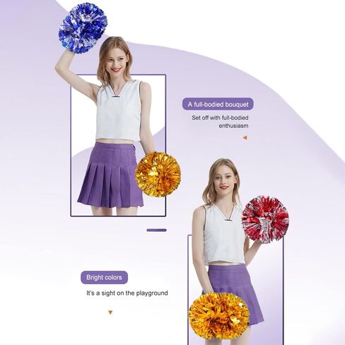 Valcatch Pom Poms Cheerleading with Baton Handle Multicolor Cheerleader Pompoms for Kids Adult Team Spirit Cheer Cheering Squard Games Sport Accessories for Celebrations,Pack of 2 in Saudi Arabia