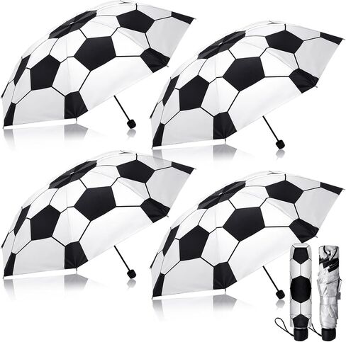 4 Pcs Soccer Umbrella Sports Ball Printed Umbrella Windproof Sports Umbrellas Portable Compact Folding Soccer Umbrellas Gifts for Players Lovers Fans Women Men School Rain Sun Travel Supplies in Saudi Arabia