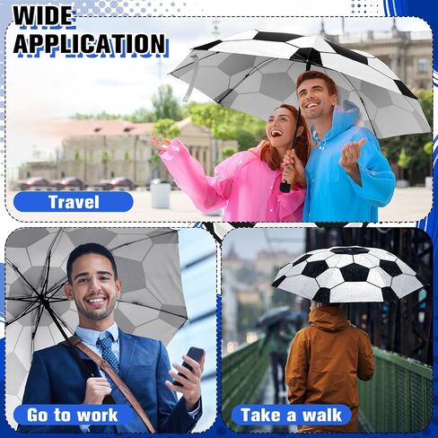 4 Pcs Soccer Umbrella Sports Ball Printed Umbrella Windproof Sports Umbrellas Portable Compact Folding Soccer Umbrellas Gifts for Players Lovers Fans Women Men School Rain Sun Travel Supplies in Saudi Arabia