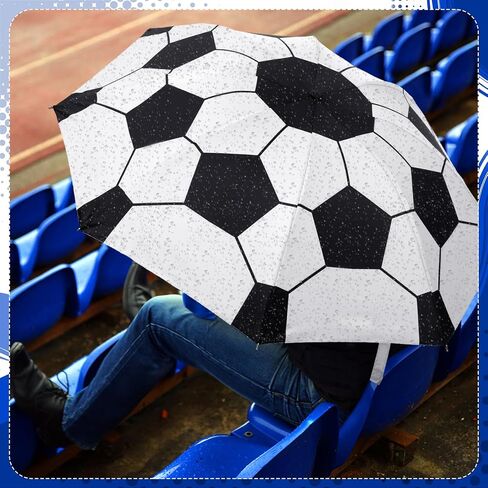 4 Pcs Soccer Umbrella Sports Ball Printed Umbrella Windproof Sports Umbrellas Portable Compact Folding Soccer Umbrellas Gifts for Players Lovers Fans Women Men School Rain Sun Travel Supplies in Saudi Arabia