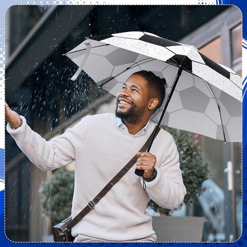 4 Pcs Soccer Umbrella Sports Ball Printed Umbrella Windproof Sports Umbrellas Portable Compact Folding Soccer Umbrellas Gifts for Players Lovers Fans Women Men School Rain Sun Travel Supplies in Saudi Arabia