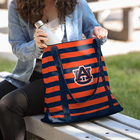 FOCO NCAA College Team Logo Stripe Canvas Tote Bag in Saudi Arabia