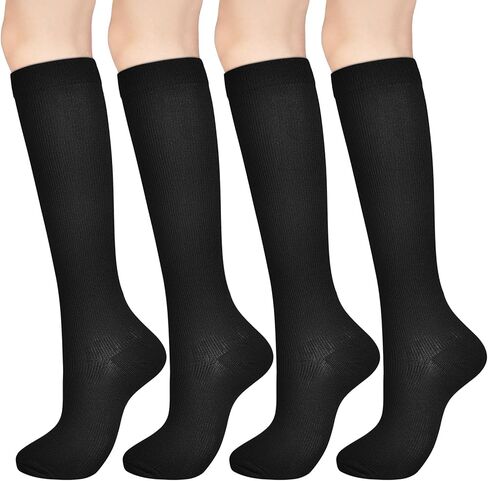 Compression Socks for Women & Men Support Knee High Socks for Running Hiking Sports Air Travel 4 Pairs in Saudi Arabia