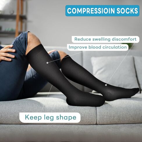 Compression Socks for Women & Men Support Knee High Socks for Running Hiking Sports Air Travel 4 Pairs in Saudi Arabia