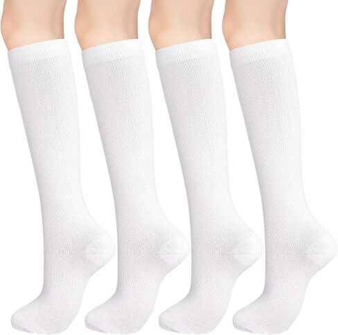 Compression Socks for Women & Men Support Knee High Socks for Running Hiking Sports Air Travel 4 Pairs in Saudi Arabia