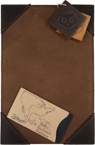 غطاء القائمة للإخفاء والشراب، مقاس 5.5 × 8.5 بوصة - إكسسوارات المطاعم - مصنوع يدويًا من الجلد المحبب بالكامل - بني بوربون in Saudi Arabia