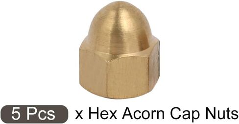 METALLIXITY Acorn Cap Nuts(M6x1mm) 5Pcs, Brass Acorn Dome Cap Head Hex Nuts - for Industrial Mechanical Equipment, Gold Tone in Saudi Arabia