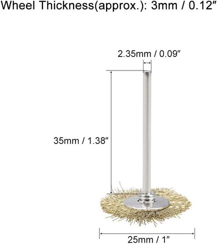 uxcell فرشاة سلكية صغيرة على شكل كوب فولاذ مجعد مطلي بالنحاس 25 × 3 مم مع ساق 2.35 مم 10 قطع in Saudi Arabia