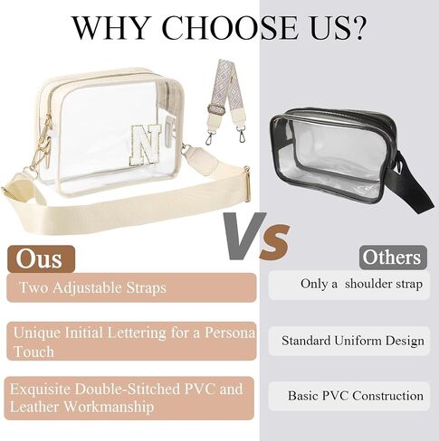 Stadium-Approved Clear Initial Purse, Crossbody Bag for Events, Concert and Sports,Adjustable Strap in Saudi Arabia
