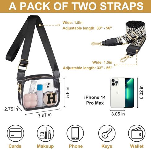 Stadium-Approved Clear Initial Purse, Crossbody Bag for Events, Concert and Sports,Adjustable Strap in Saudi Arabia