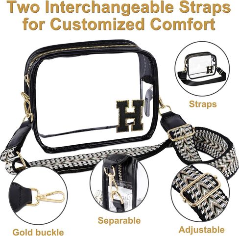 Stadium-Approved Clear Initial Purse, Crossbody Bag for Events, Concert and Sports,Adjustable Strap in Saudi Arabia