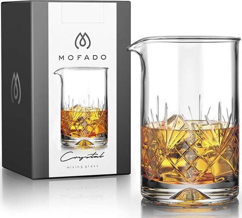 Crystal Cocktail Mixing Glass - Premium 18oz 550ml - Solid, Stable & Sturdy Hand Blown Cocktail Shaker - Professional Quality Seamless Bar Mixing Glass - Gift for Wedding, Anniversary in Saudi Arabia
