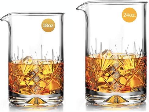 Crystal Cocktail Mixing Glass - Premium 18oz 550ml - Solid, Stable & Sturdy Hand Blown Cocktail Shaker - Professional Quality Seamless Bar Mixing Glass - Gift for Wedding, Anniversary in Saudi Arabia