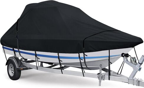 غطاء قارب برج واكيبورد، عالي التحمل مقاوم للماء بنسبة 100% فوق غطاء البرج لقارب بطولة الصيد على شكل حرف V مع غطاء قارب برج واكيبورد للتزلج (أسود، 23'-25'L، حتى 116 بوصة عرض) in Kuwait