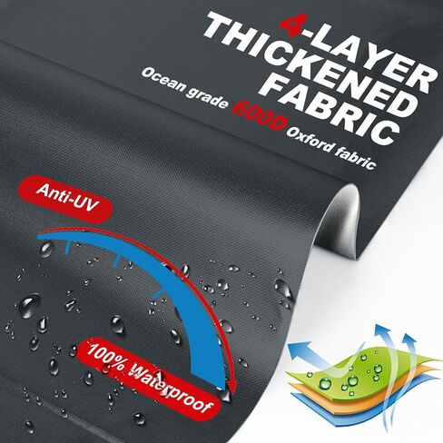 غطاء قارب برج واكيبورد، عالي التحمل مقاوم للماء بنسبة 100% فوق غطاء البرج لقارب بطولة الصيد على شكل حرف V مع غطاء قارب برج واكيبورد للتزلج (أسود، 23'-25'L، حتى 116 بوصة عرض) in Kuwait