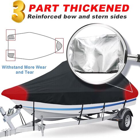 غطاء قارب برج واكيبورد، عالي التحمل مقاوم للماء بنسبة 100% فوق غطاء البرج لقارب بطولة الصيد على شكل حرف V مع غطاء قارب برج واكيبورد للتزلج (أسود، 23'-25'L، حتى 116 بوصة عرض) in Kuwait