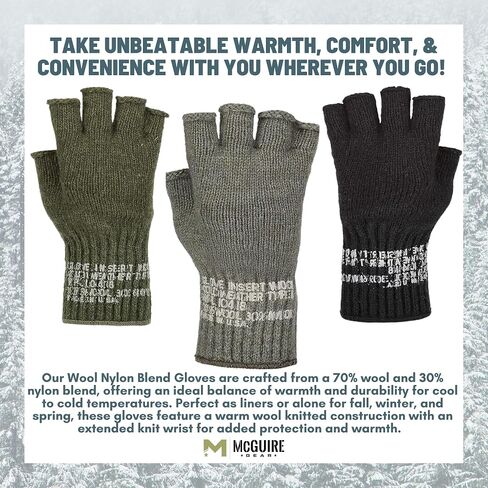 M MCGUIRE GEAR GI بطانات قفازات صوفية بدون أصابع، قفازات تكتيكية نصف إصبع للاستخدام الخارجي، قفازات الجري والمشي لمسافات طويلة والتسلق in Saudi Arabia