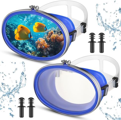 Fabbay 2 جهاز كمبيوتر شخصى شكل بيضاوي قناع الغوص نظارات الغوص عدسة زجاجية مقسى الغوص نظارات بيضاوية عدسة واحدة قناع السباحة للبالغين in Saudi Arabia