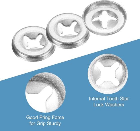 uxcell M3 50Pcs Bearing Clamp Starlock Washer, 304 Stainless Steel Tooth Locking Ring Washers Quick Speed Star Nut Locking Fastener, Silver in Saudi Arabia