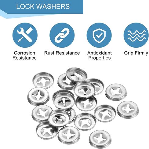 uxcell M3 50Pcs Bearing Clamp Starlock Washer, 304 Stainless Steel Tooth Locking Ring Washers Quick Speed Star Nut Locking Fastener, Silver in Saudi Arabia