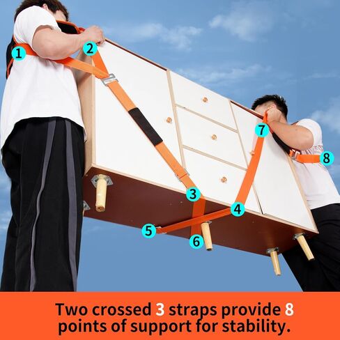 Moving Straps，2-Person Lifting and Moving System for Appliances. Lifting Straps for Heavy Furniture. Shoulder Strap. Easily Move Home Furniture Under 1000 lbs. Like pro Furniture Movers in Kuwait