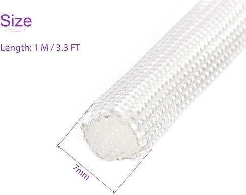 DMiotech 7 مم × 1 م (3.3 قدم) كم من الألياف الزجاجية عازلة لخطوط صغيرة من القماش لحماية الأسلاك مع الراتنج الأبيض in Saudi Arabia
