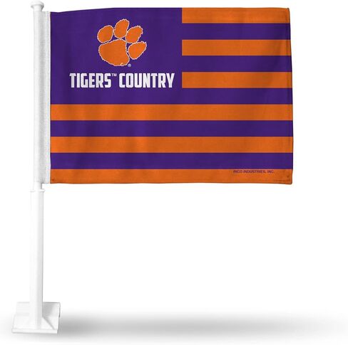 علم سيارة مزدوج الجوانب من Rico Industries NCAA Clemson Tigers Country - 40.64 سم × 48.26 سم - عمود قوي يتم تثبيته على السيارة/الشاحنة/السيارات in Saudi Arabia