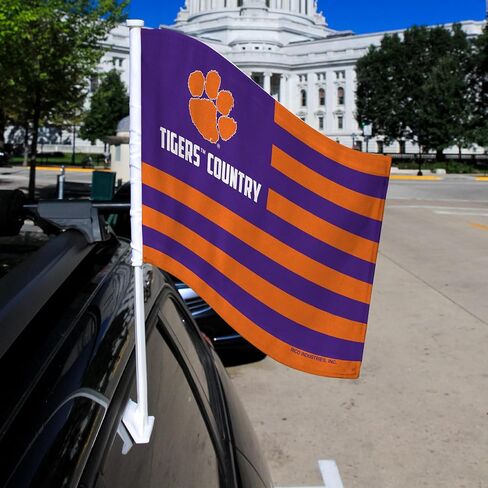 علم سيارة مزدوج الجوانب من Rico Industries NCAA Clemson Tigers Country - 40.64 سم × 48.26 سم - عمود قوي يتم تثبيته على السيارة/الشاحنة/السيارات in Saudi Arabia