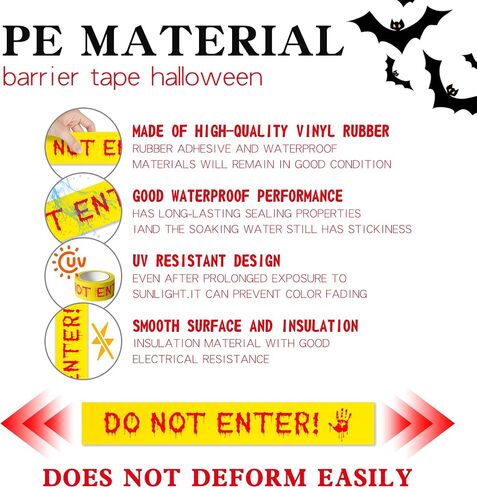 ONFAON Halloween Decorations, 1.8inx82ft Caution Tape Halloween Party Decorations Indoor for Haunted Houses, Party, Door, Danger Areas Decor(Red) in Kuwait