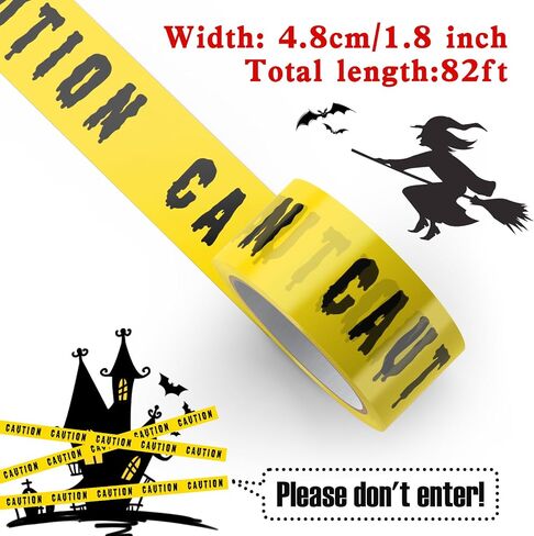 ONFAON Halloween Decorations, 1.8inx82ft Caution Tape Halloween Party Decorations Indoor for Haunted Houses, Party, Door, Danger Areas Decor(Red) in Kuwait