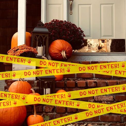 ONFAON Halloween Decorations, 1.8inx82ft Caution Tape Halloween Party Decorations Indoor for Haunted Houses, Party, Door, Danger Areas Decor(Red) in Kuwait