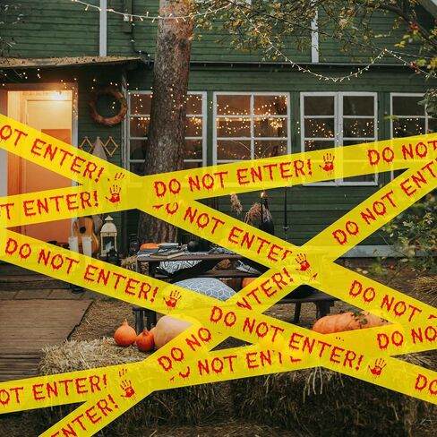 ONFAON Halloween Decorations, 1.8inx82ft Caution Tape Halloween Party Decorations Indoor for Haunted Houses, Party, Door, Danger Areas Decor(Red) in Kuwait