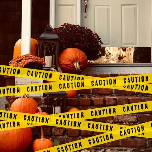 ONFAON Halloween Decorations, 1.8inx82ft Caution Tape Halloween Party Decorations Indoor for Haunted Houses, Party, Door, Danger Areas Decor(Red) in Kuwait
