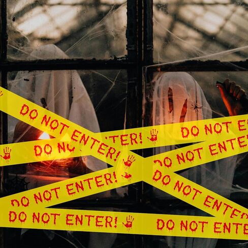 ONFAON Halloween Decorations, 1.8inx82ft Caution Tape Halloween Party Decorations Indoor for Haunted Houses, Party, Door, Danger Areas Decor(Red) in Kuwait