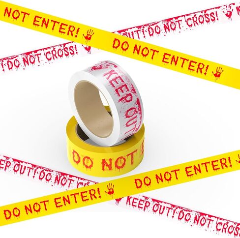 ONFAON Halloween Decorations, 1.8inx82ft Caution Tape Halloween Party Decorations Indoor for Haunted Houses, Party, Door, Danger Areas Decor(Red) in Kuwait