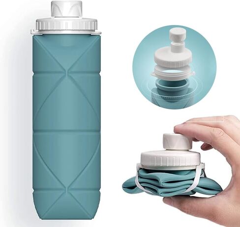 Collapsible Water Bottles Cups Leakproof Valve Reusable Silicone Foldable Travel Water Bottle Cup BPA Free Durable Lightweight for Camping Travel Gym Hiking Sports in Kuwait