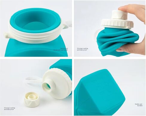 Collapsible Water Bottles Cups Leakproof Valve Reusable Silicone Foldable Travel Water Bottle Cup BPA Free Durable Lightweight for Camping Travel Gym Hiking Sports in Kuwait