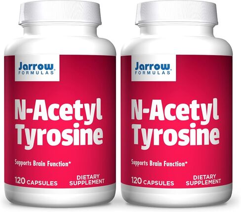 Jarrow Formulas N-Acetyl Tyrosine 350 mg - 120 كبسولة، عبوة من 2 - تدعم وظيفة الدماغ - تحتوي على فيتامين ب 6 لاستقلاب الأحماض الأمينية - 240 وجبة إجمالية in Kuwait