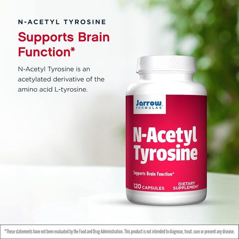 Jarrow Formulas N-Acetyl Tyrosine 350 mg - 120 كبسولة، عبوة من 2 - تدعم وظيفة الدماغ - تحتوي على فيتامين ب 6 لاستقلاب الأحماض الأمينية - 240 وجبة إجمالية in Kuwait