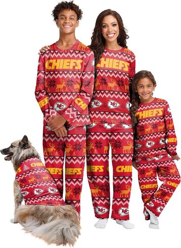 FOCO NFL boys NFL Team Ugly Pattern Matching Set Family Holiday Pajamas in Saudi Arabia