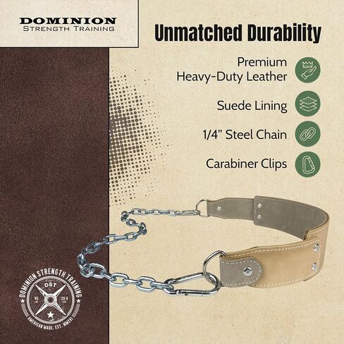 Heavy-Duty Leather Dip Belt with Steel Chain - Ultimate Accessory for Weighted Pullups, Dips, and Progressive Overload in Saudi Arabia