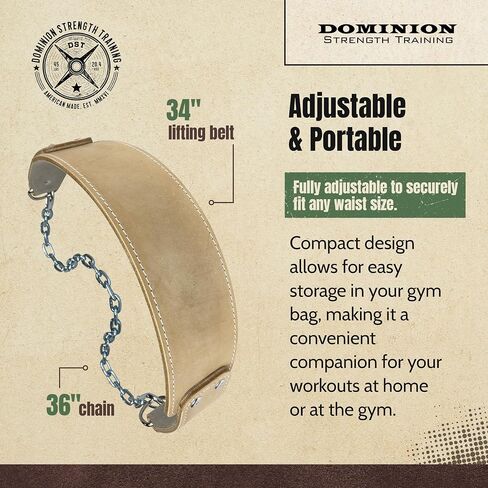 Heavy-Duty Leather Dip Belt with Steel Chain - Ultimate Accessory for Weighted Pullups, Dips, and Progressive Overload in Saudi Arabia