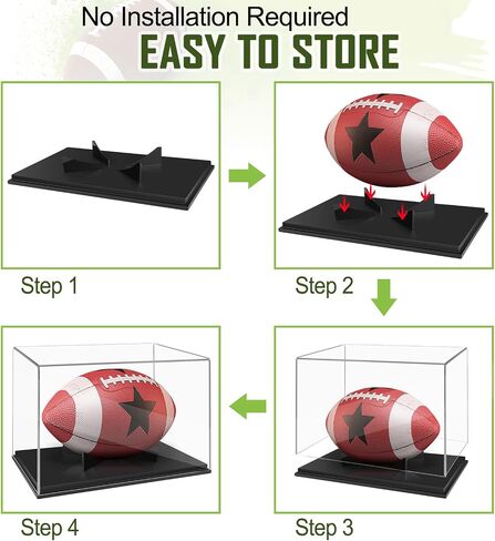 Football Display Case Full Size，Memorabilia Display Box Cases for Football or Memorial Sports Gloves，Acrylic Clear Box with Wood Stand Solid Base in Saudi Arabia