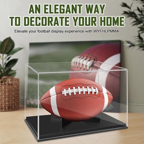 Football Display Case Full Size，Memorabilia Display Box Cases for Football or Memorial Sports Gloves，Acrylic Clear Box with Wood Stand Solid Base in Saudi Arabia