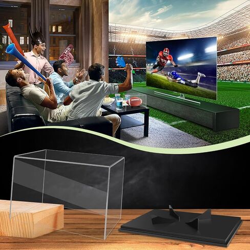 Football Display Case Full Size，Memorabilia Display Box Cases for Football or Memorial Sports Gloves，Acrylic Clear Box with Wood Stand Solid Base in Saudi Arabia