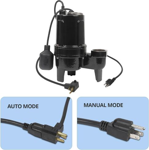 1 3/4 HP Submersible Sewage/Effluent Pump, 7272GPH Cast Iron Sump Pump with Vertical Float Switch & 10FT Power Cord, Sewage Grinder Pump for Sump Basin, Basements, Residential Sewage, Septic Tank in Saudi Arabia
